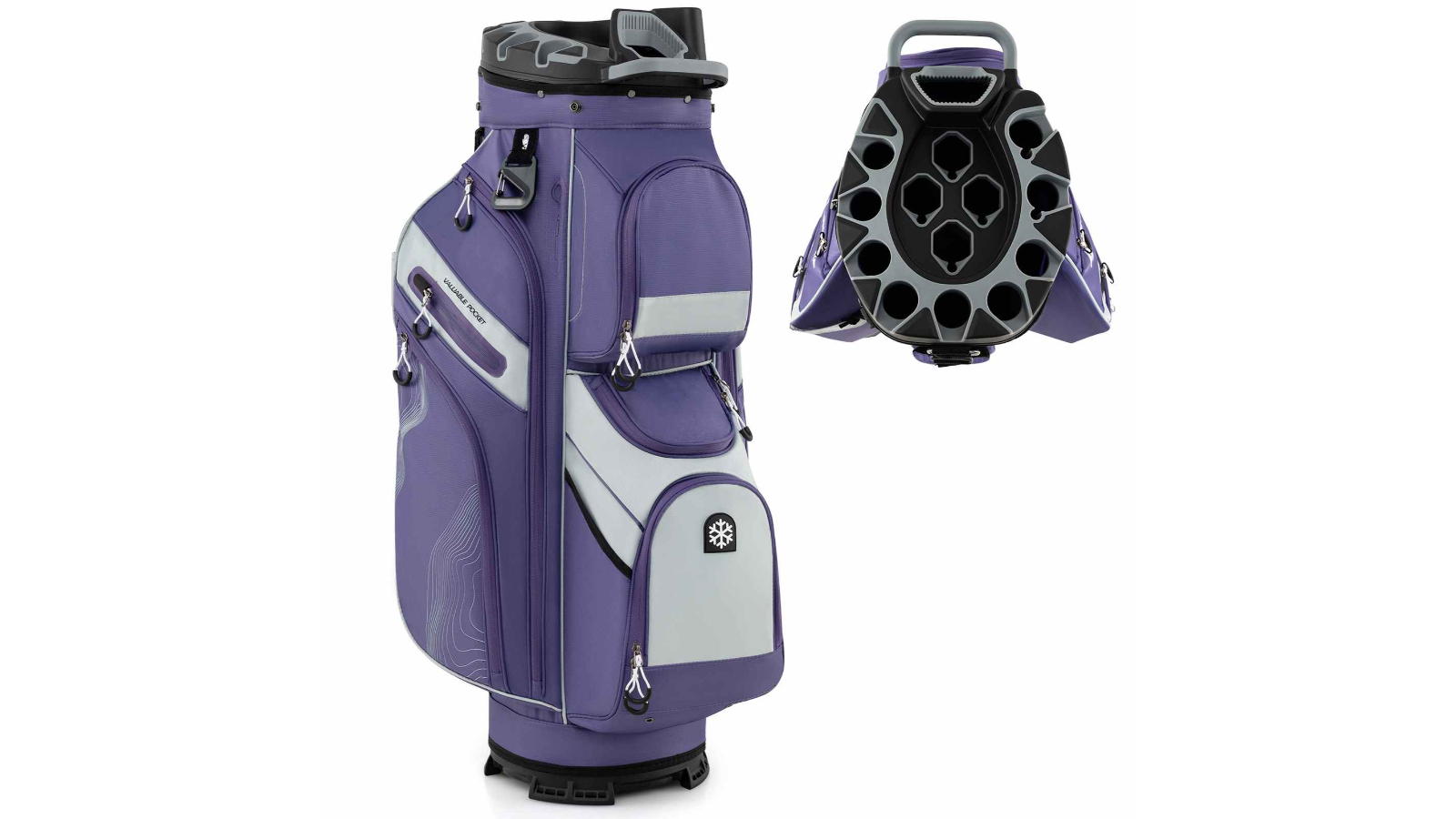 Costway Men Women Club Golf Cart Travel Bag with 14-Way Dividers and 11 Pockets - Purple