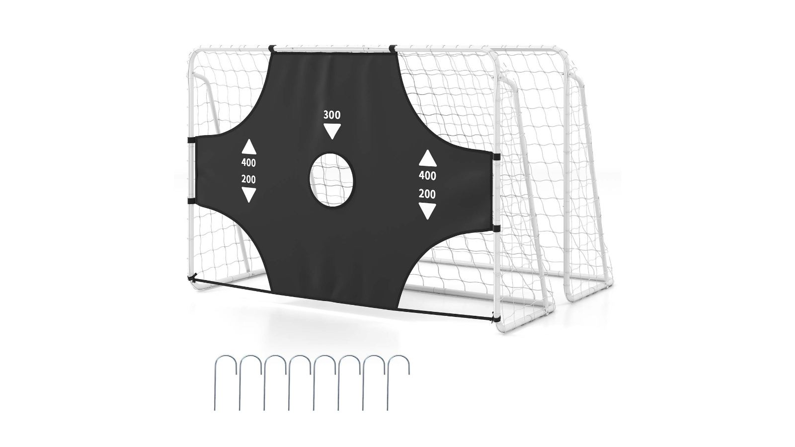 Costway 215 x 152cm Soccer Goal 2-in-1 Adjustable Football Net Set