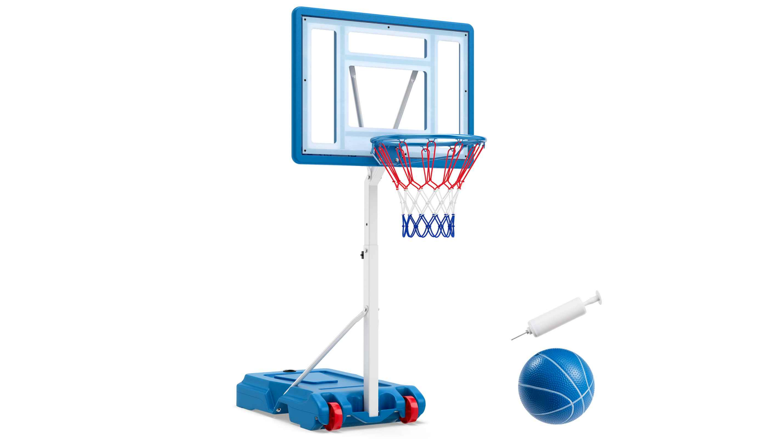 Costway Adjustable Height Pool Basketball Hoop System Stand with 82cm Shatterproof Backboard