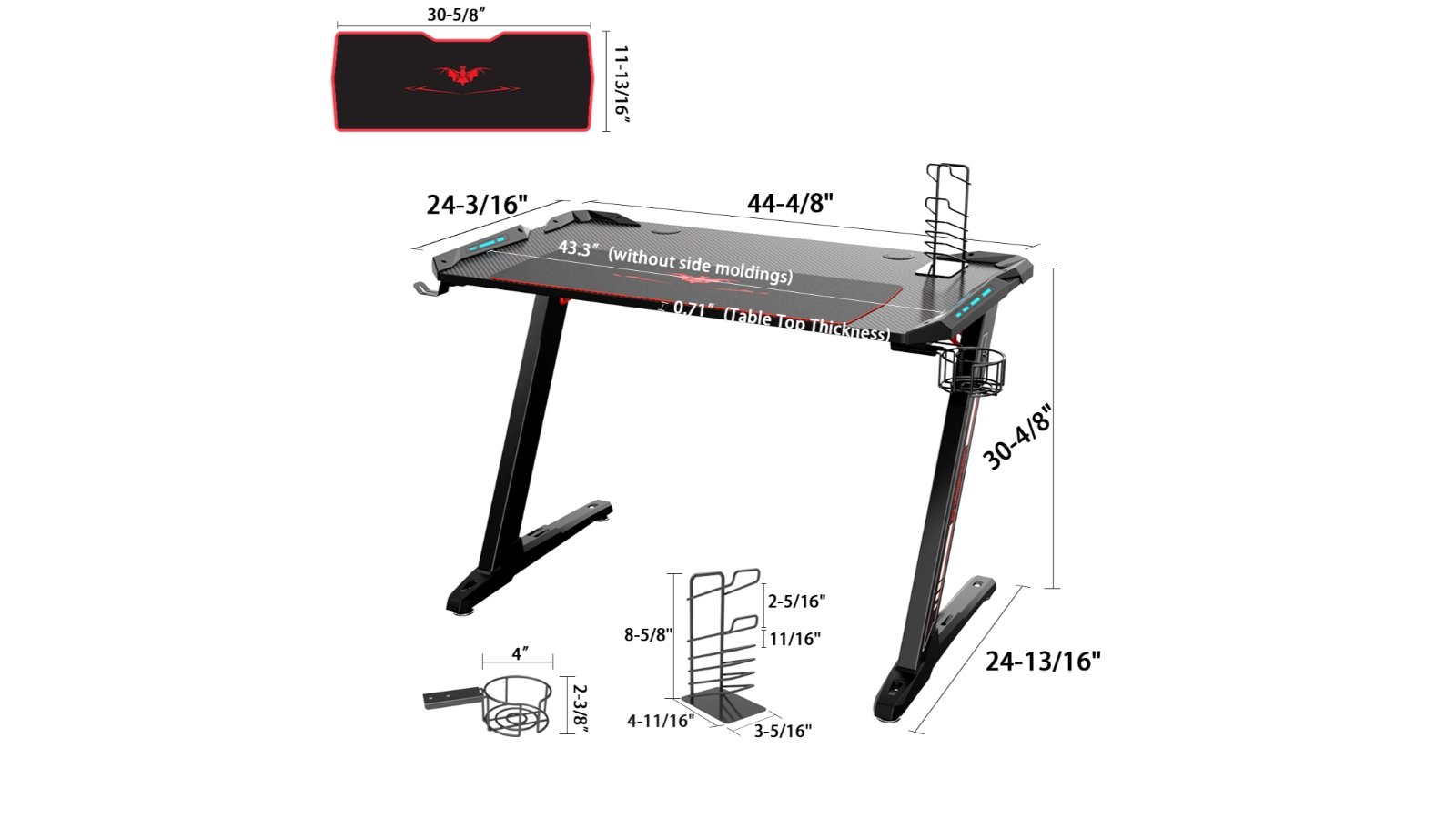 Eureka Ergonomic Z1S Gaming Desk Black Harvey Norman