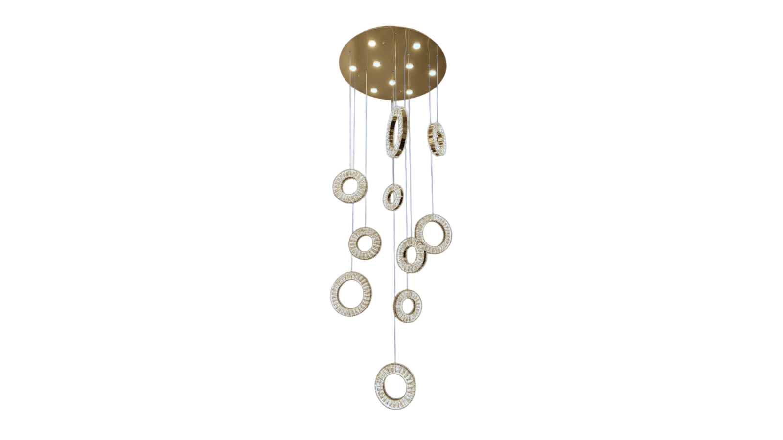 Element Lighting Robi Tri-Colour LED 10 Ring Crystal Chandelier - Gold