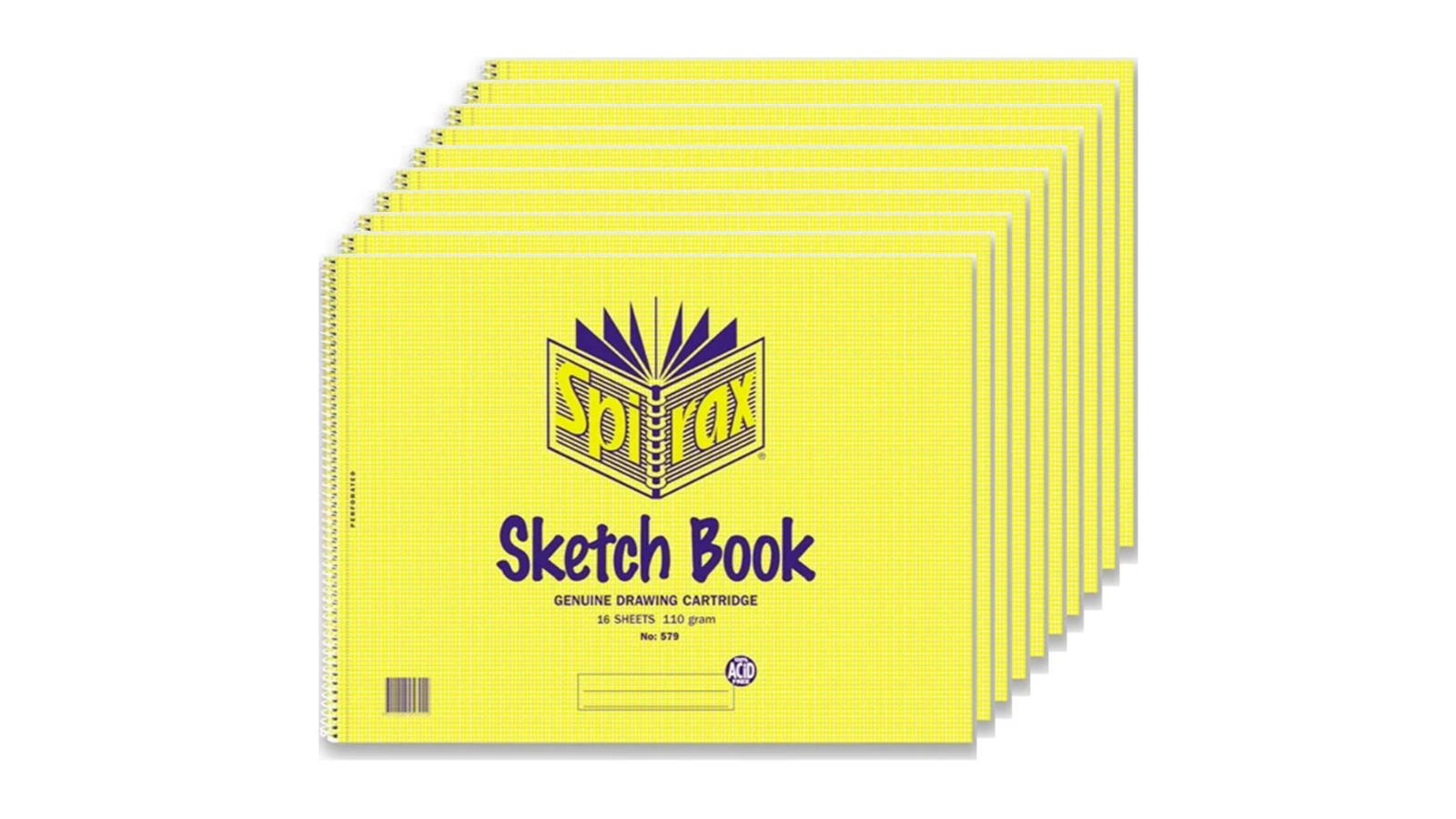 Spirax Pack of 10 16 Leaf 579 Side Open Spiral Sketch Book - 27.2 x 36cm