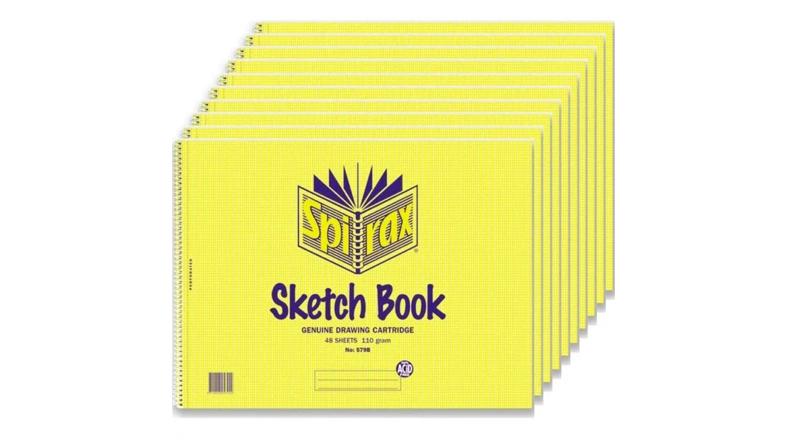 Spirax Pack of 10 96 Page 579B Side Open Sketch Book - 27.2 x 36cm