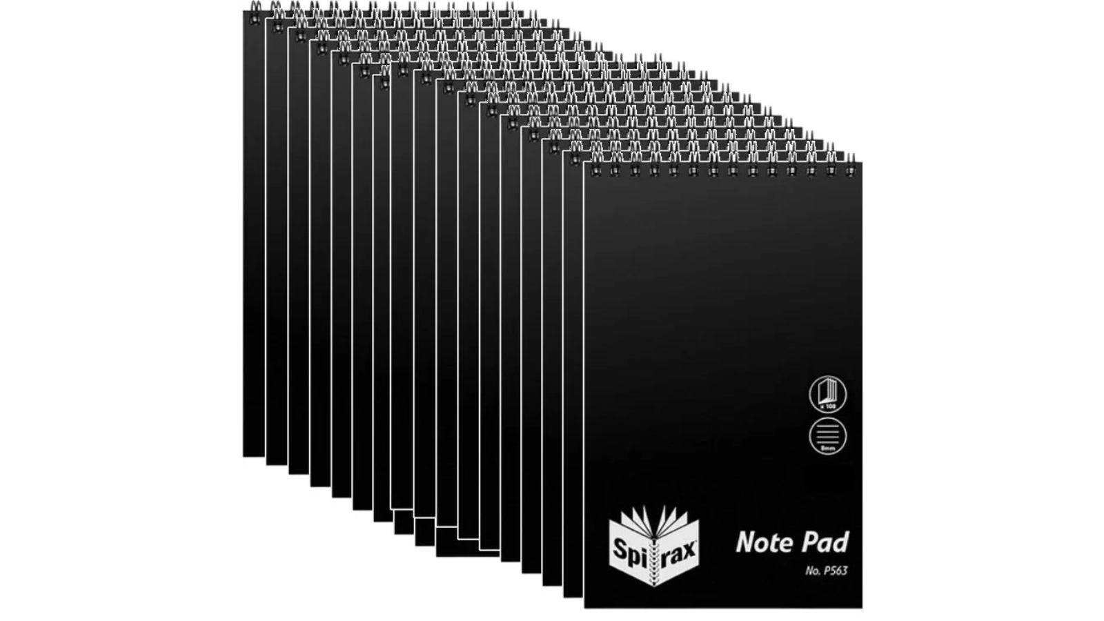 Spirax Pack of 20 100 Page P563 Spiral Bound Top Reporters Notebook - Black