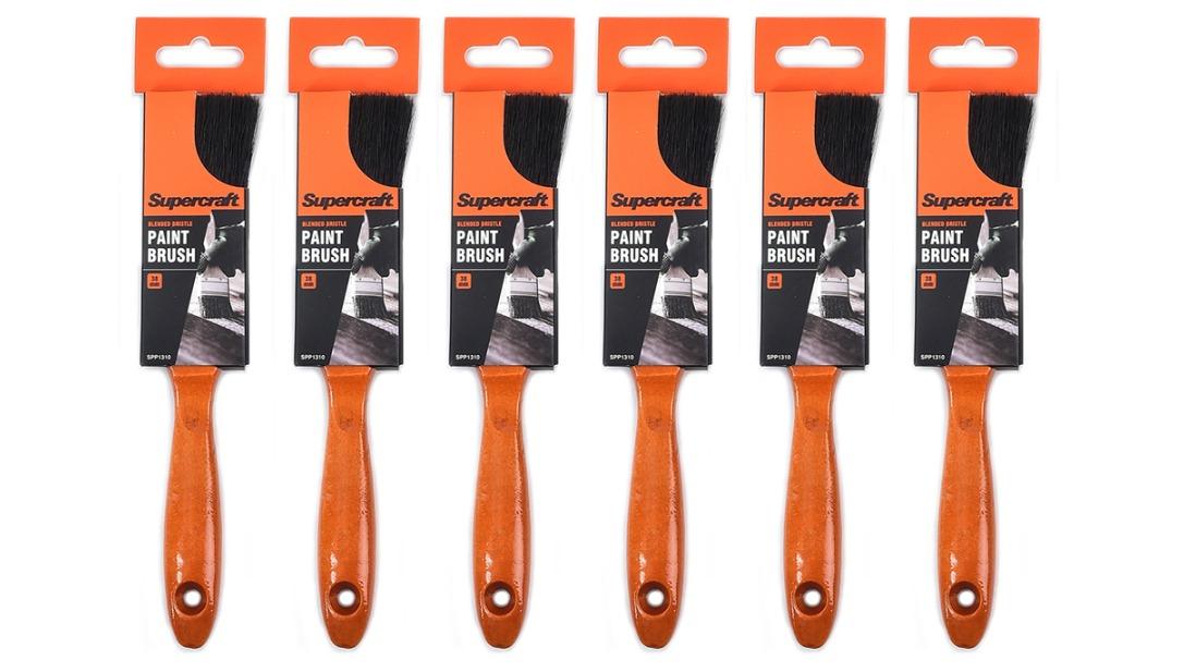 Supercraft 38mm House Paint Brush with Wooden Handle - Pack of 6