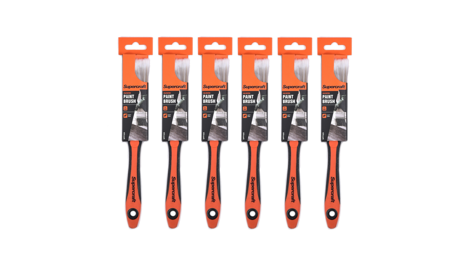 Supercraft 25mm House Paint Brush with Soft Grip - Pack of 6
