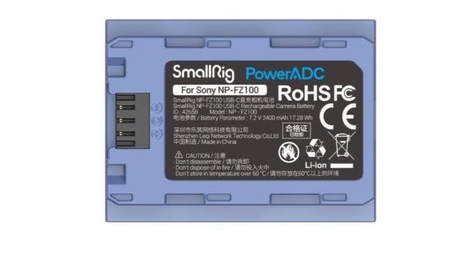 SmallRig 4265B NP-FZ100 USB-C Rechargeable Camera Battery
