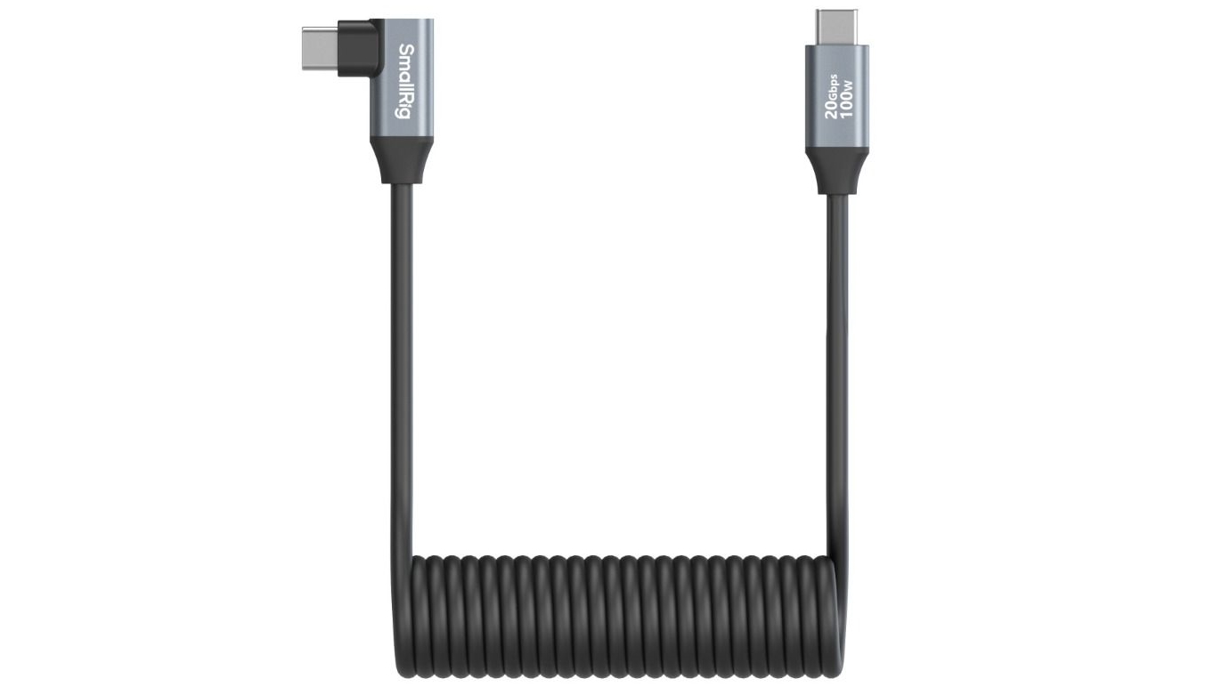 SmallRig USB-C (Straight) to USB-C (Angled) Coiled Data Cable
