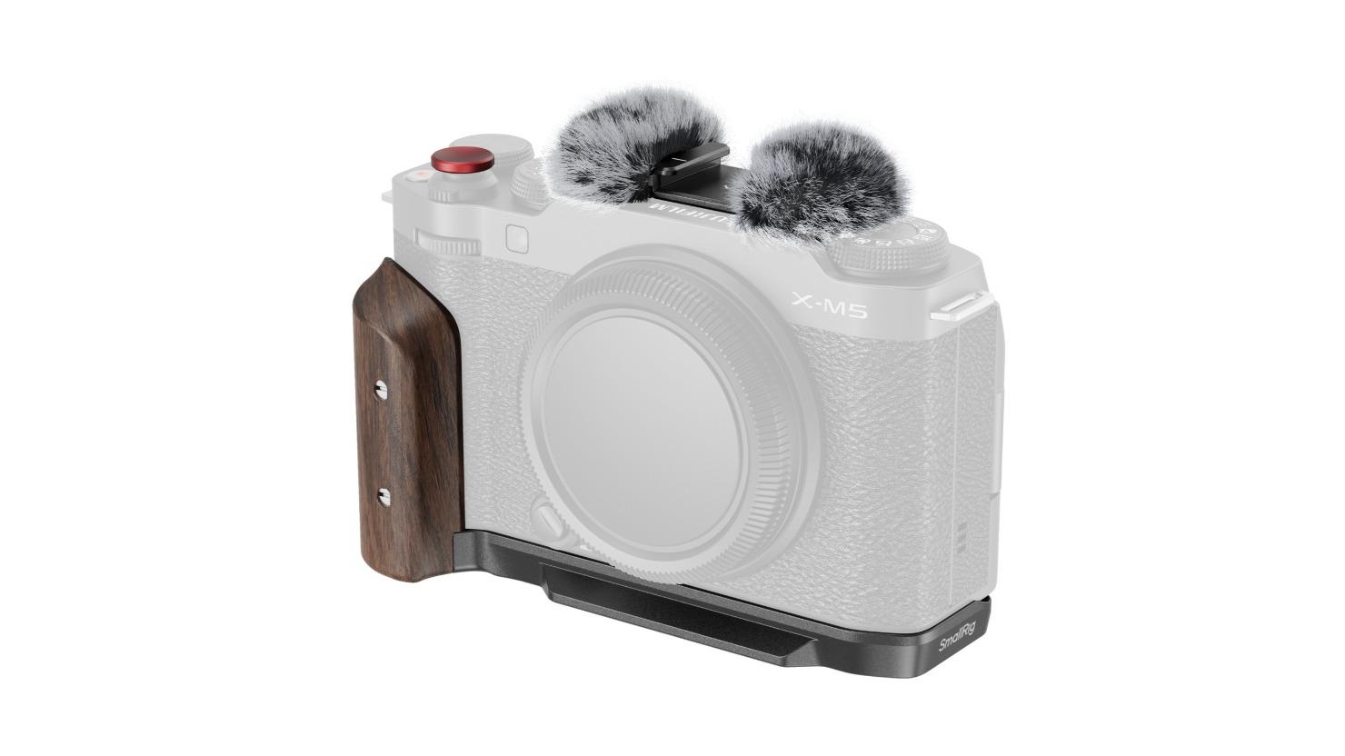 SmallRig 5260 L-Shape Mount Plate with Wooden Handle for Fujifilm X-M5 - Black