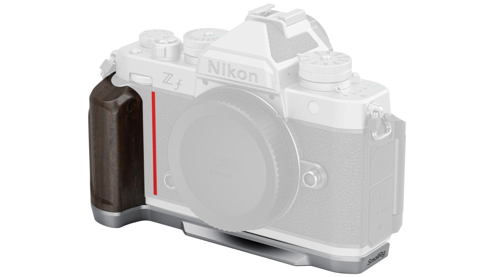 SmallRig L-Shaped Mount Plate with Wooden Handle for Nikon Z F - Silver