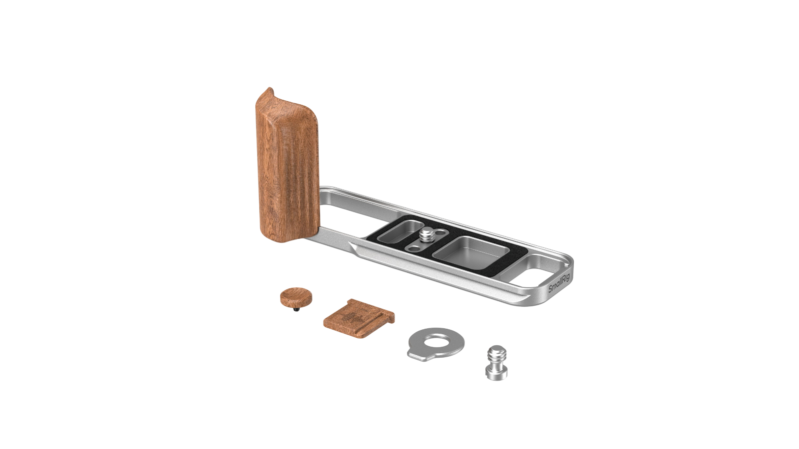 SmallRig L-Shaped Mount Plate with Wooden Handle - Rosewood