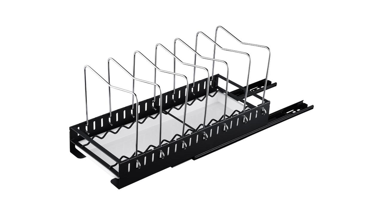 Self-Adhesive Kitchen Slide Out Drawer Storage Rack - Black