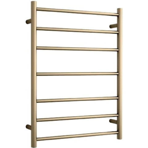 Thermogroup Thermorail 7 Bar Round Polished Ladder Heated Towel Rail - Brushed Brass