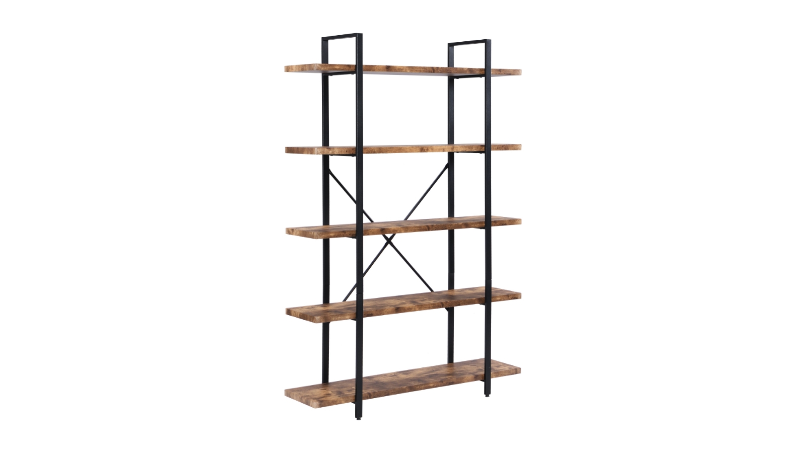 iHomdec 5-Tier Rustic Dark Brown Industrial Bookshelf