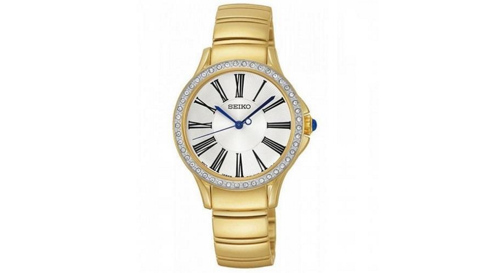 Seiko Swarovski SRZ442 P1 Gold/White Dial Women's Analog Quartz Watch