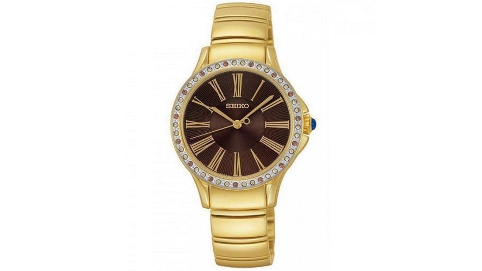 Seiko Swarovski SRZ444 P1 Gold/Black Dial Women's Analog Quartz Watch