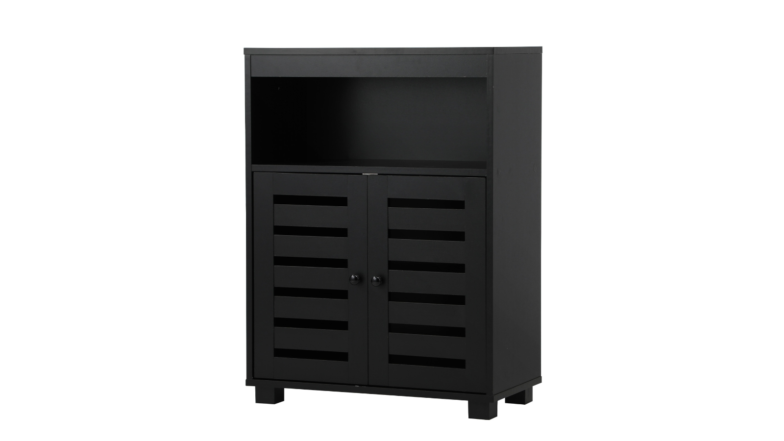 Oikiture 2-Door Shoe Rack Storage Cabinet Organiser Shelf - Black