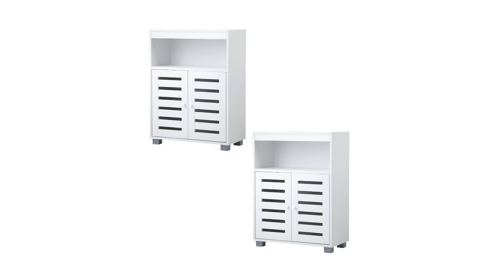 Oikiture Set of 2 Shoe Rack Storage Cabinet Organiser Shelf - White