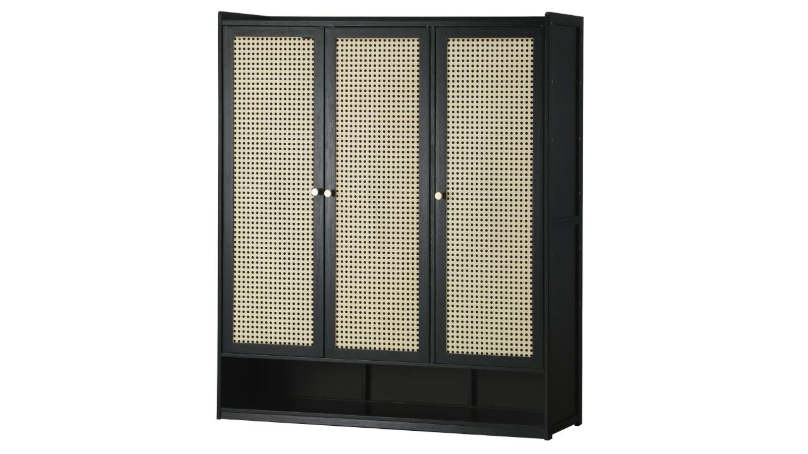 Oikiture 3-Door Rattan Style Shoe Cabinet