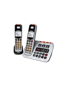 Uniden SSE45+1 Twin Handset Sight & Sound Enhanced Cordless Phone - Silver