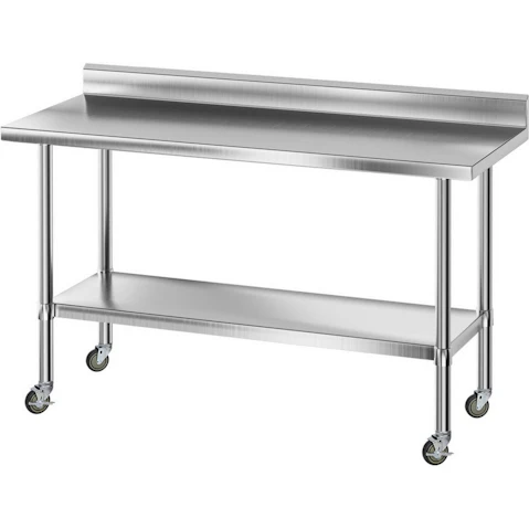 Cefito Stainless Steel Kitchen Bench with Splash Back - 150x60x43cm