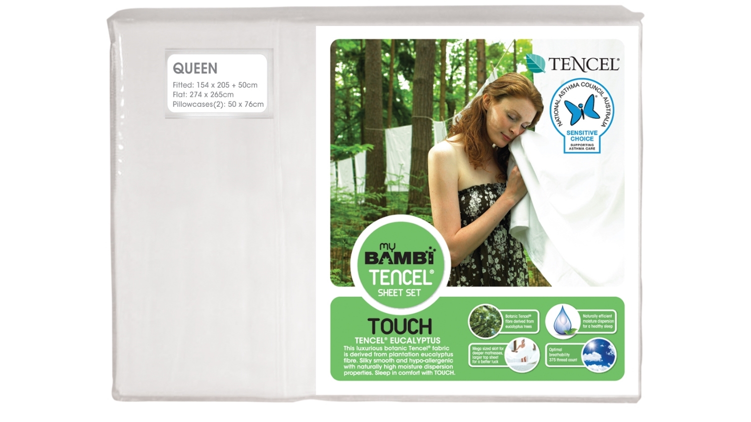 Bambi Naturaeco Tencel White Sheet Set - Split King
