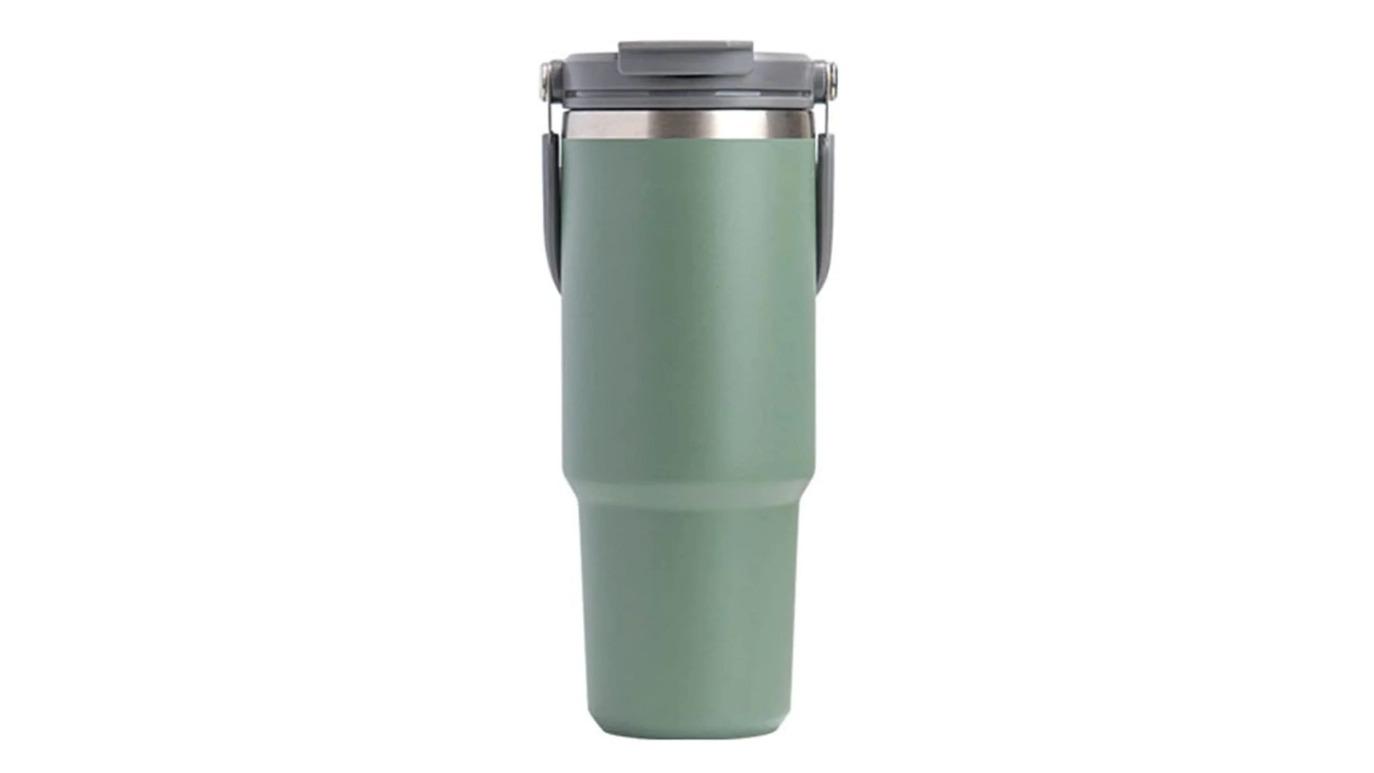 Jacksaqua Stainless Steel Green Travel Mug with Leak-proof 2-in-1 Straw and Sip Lid