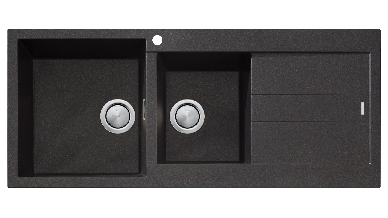 Oliveri Santorini Black Left-hand Bowl Topmount Sink with Drainer