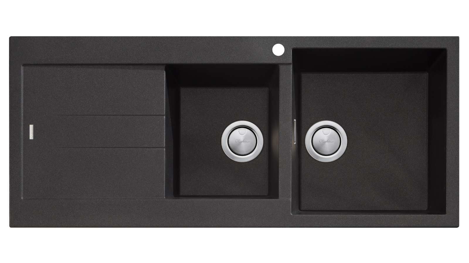 Oliveri Santorini Black 1 & 3/4 Bowl Topmount Sink with Drainer