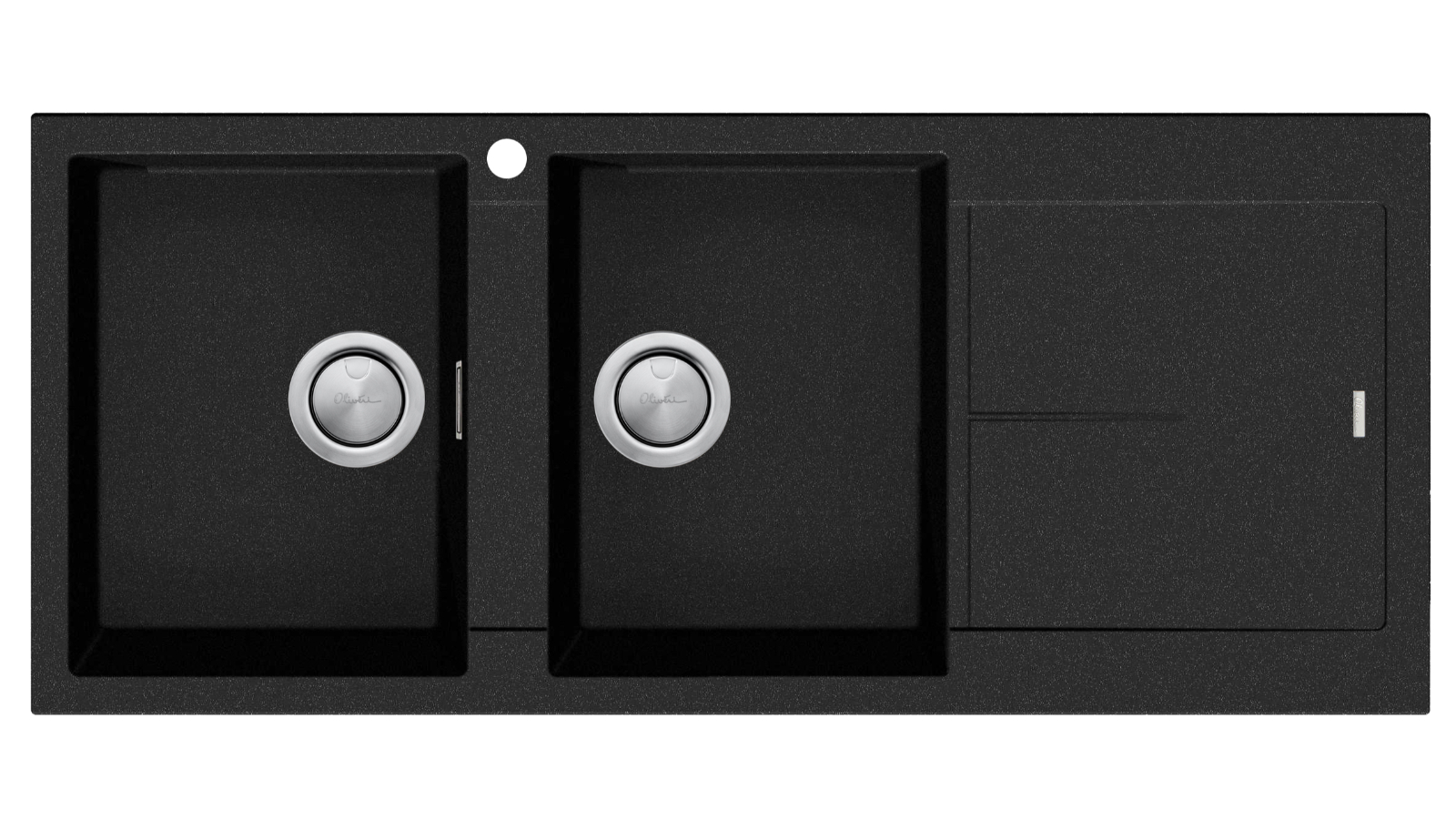 Oliveri Santorini Double Left Hand Bowl Topmount Sink with Drainer - Black