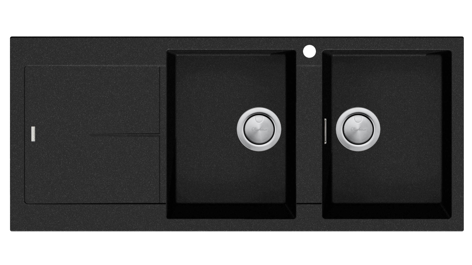 Oliveri Santorini Double Right Hand Bowl Topmount Sink with Drainer - Black