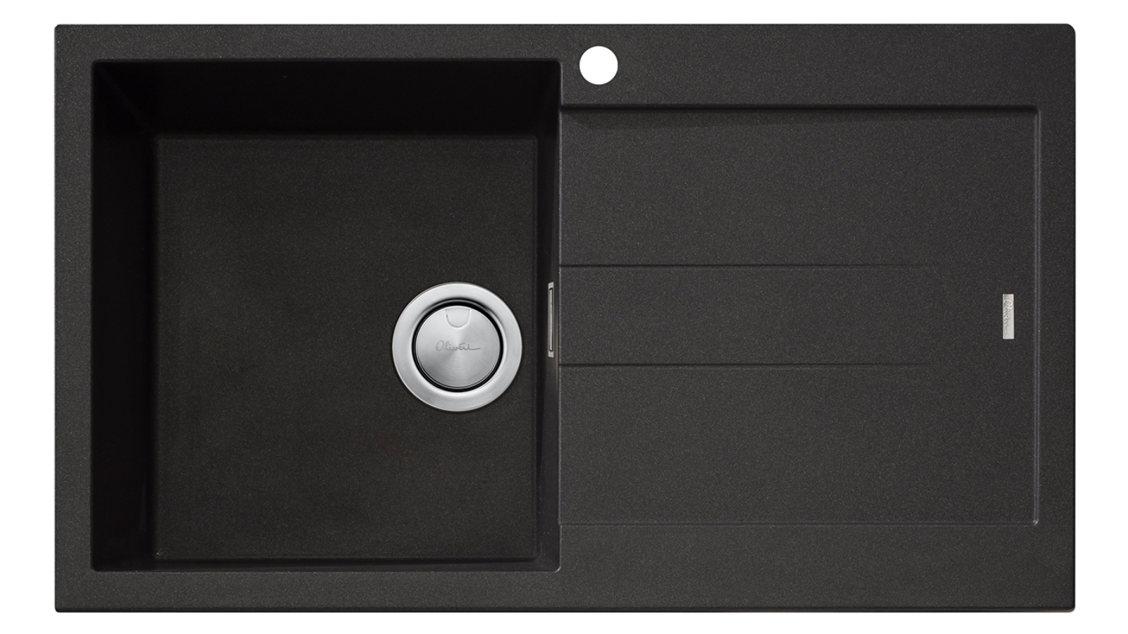 Oliveri Santorini Black Single Left Hand Bowl Topmount Sink with Drainer