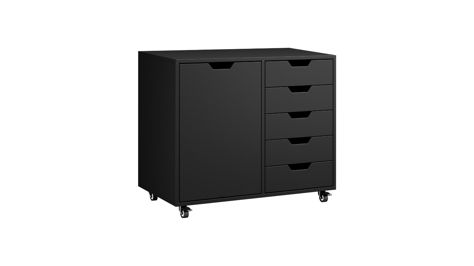 Oikiture 5-Drawer 1-Door Filing Cabinet - Black
