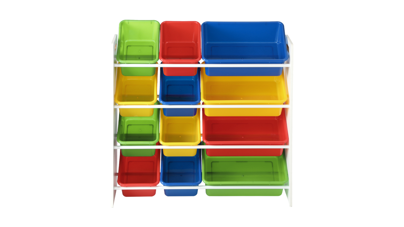 Oikiture Kids Toy Box Storage 12 Bins Organiser - Multi-coloured