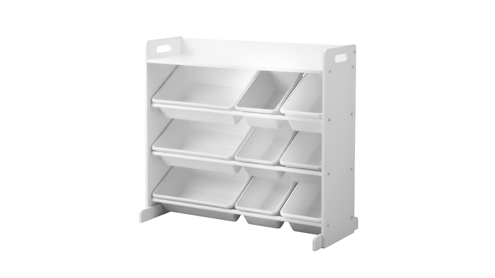 Oikiture 9-Bin Kids Toy Box Bookshelf Organiser - White