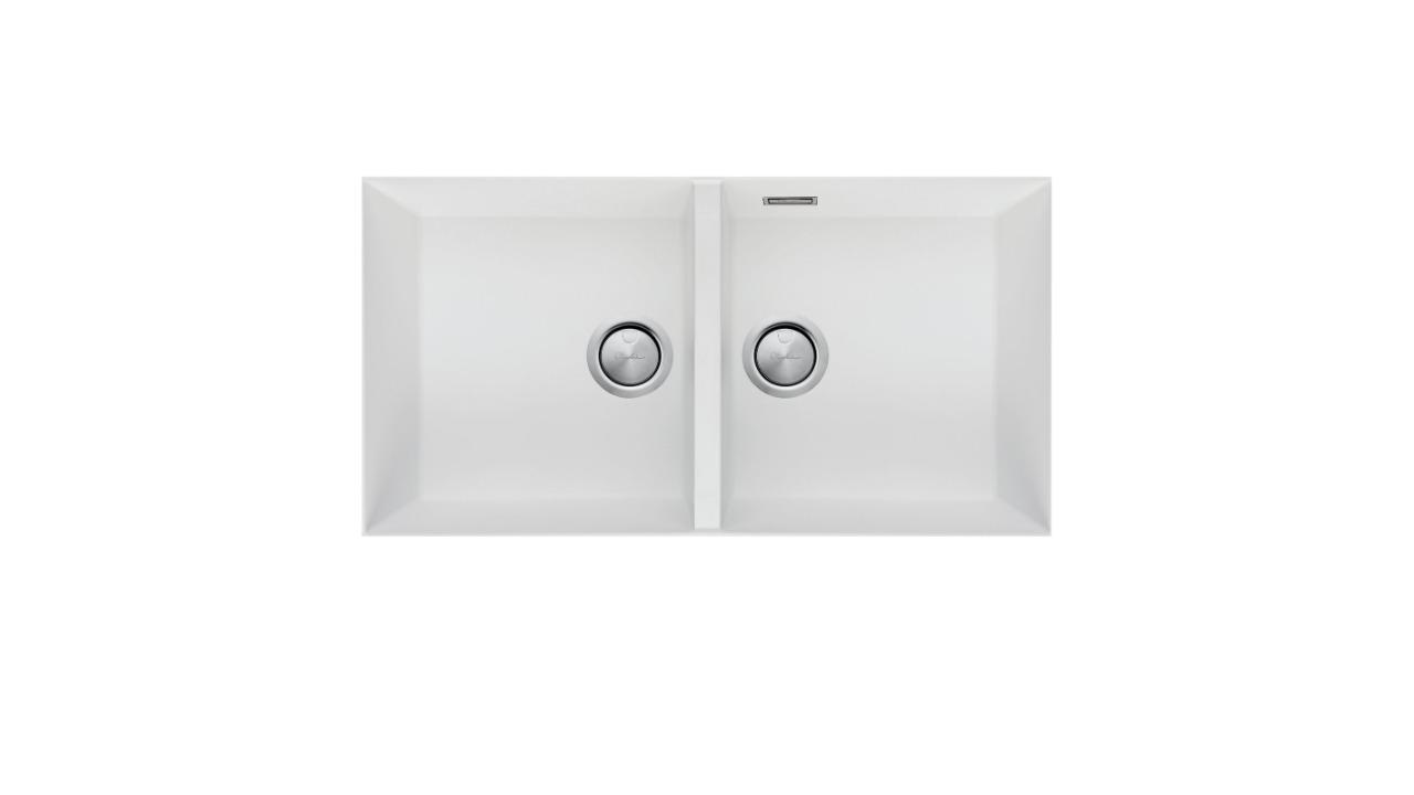 Oliveri Santorini Double Bowl Undermount Sink - White