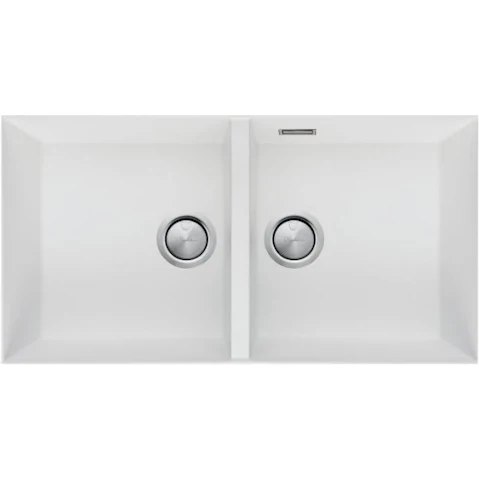 Oliveri Santorini Double Bowl Undermount Sink - White