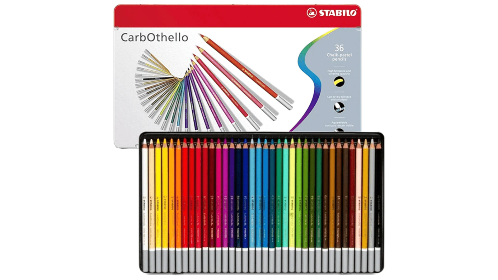 Stabilo CarbOthello 36 Chalk Pastel Coloured Pencil Tin Set