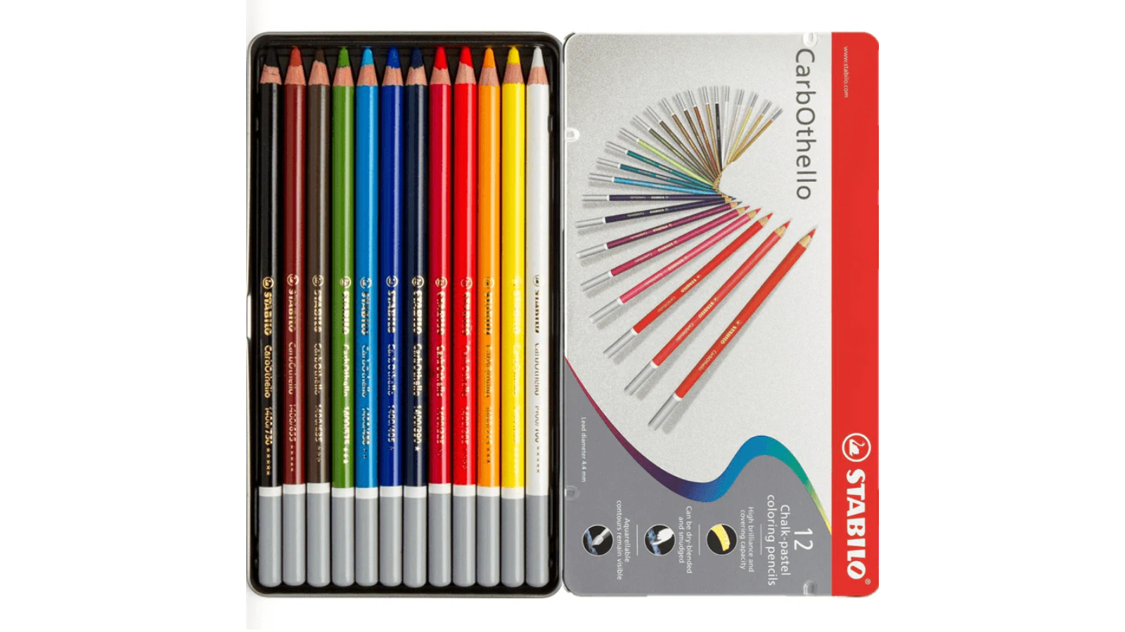 Stabilo CarbOthello Chalk Pastel Coloured Pencil Tin - Set of 12
