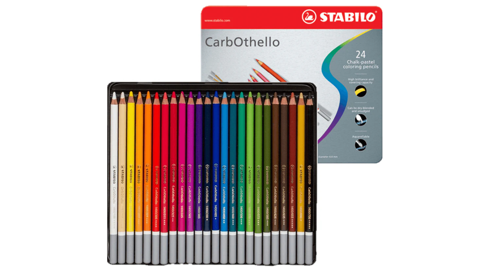 Stabilo CarbOthello Chalk Pastel Coloured Pencil Tin - Set of 24