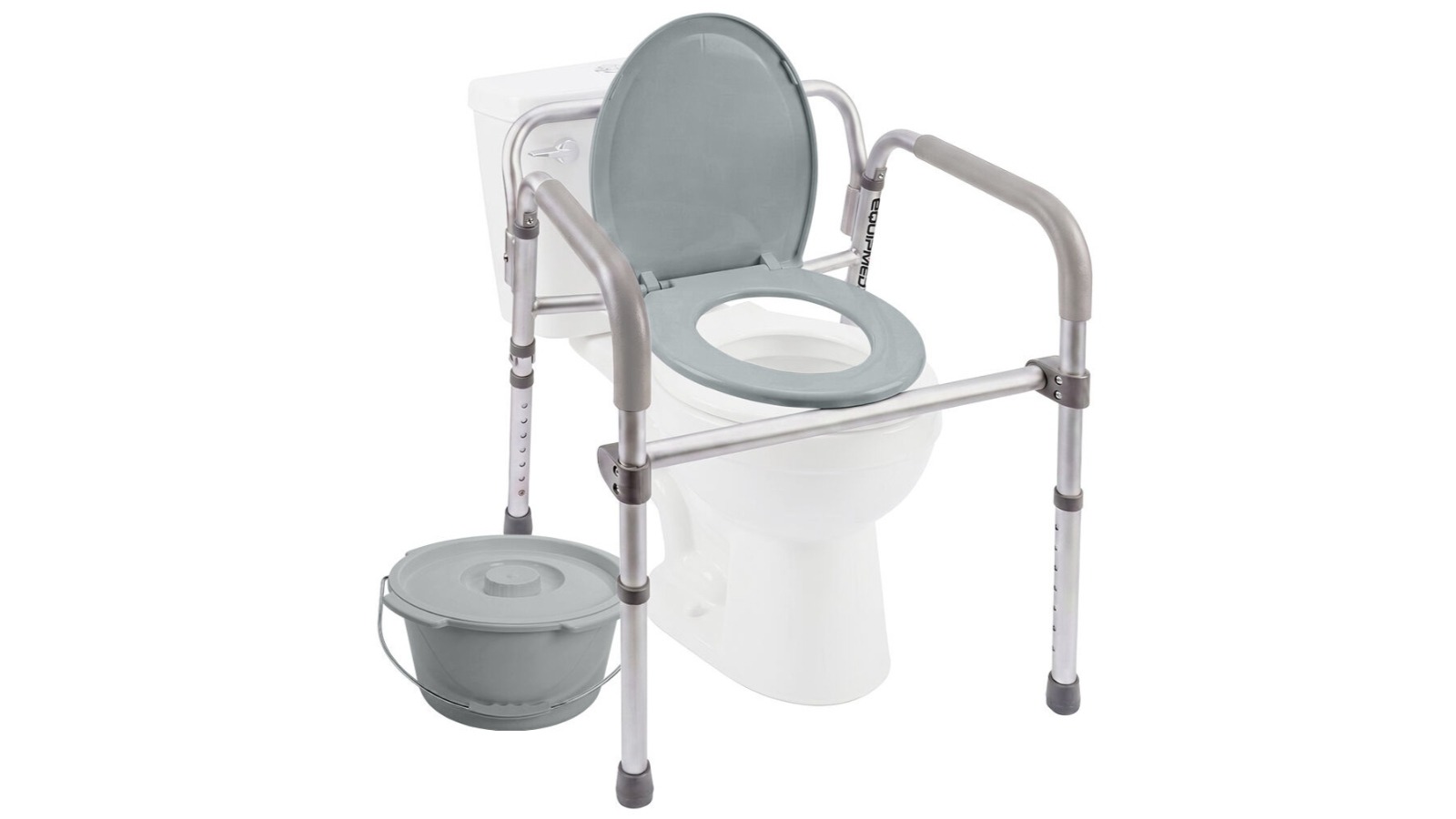Equipmed Foldable Over Toilet/Shower Chair with Rail