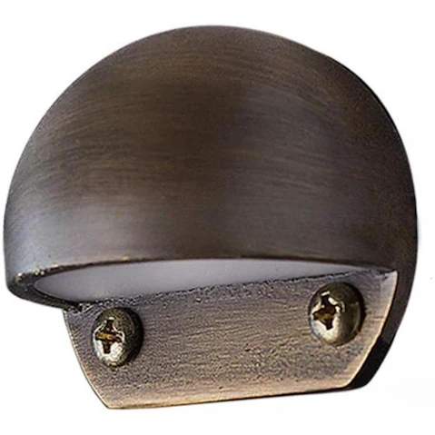 CLA 12V STE Surface Mounted 1W Round Aged IP65 Eyelid LED Step Light - Brass