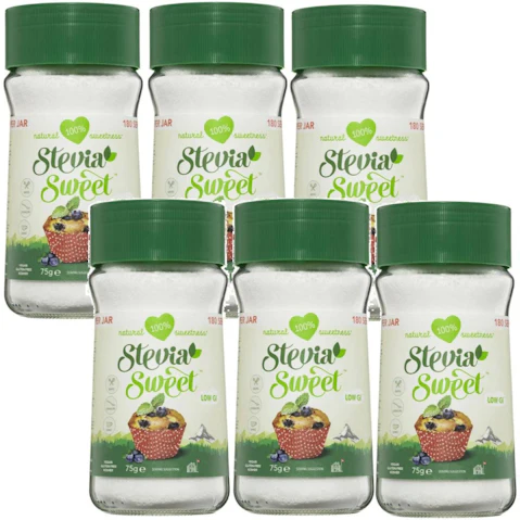 Stevia Sweet Box of 6 Granulated Sweetener Jar - 75g