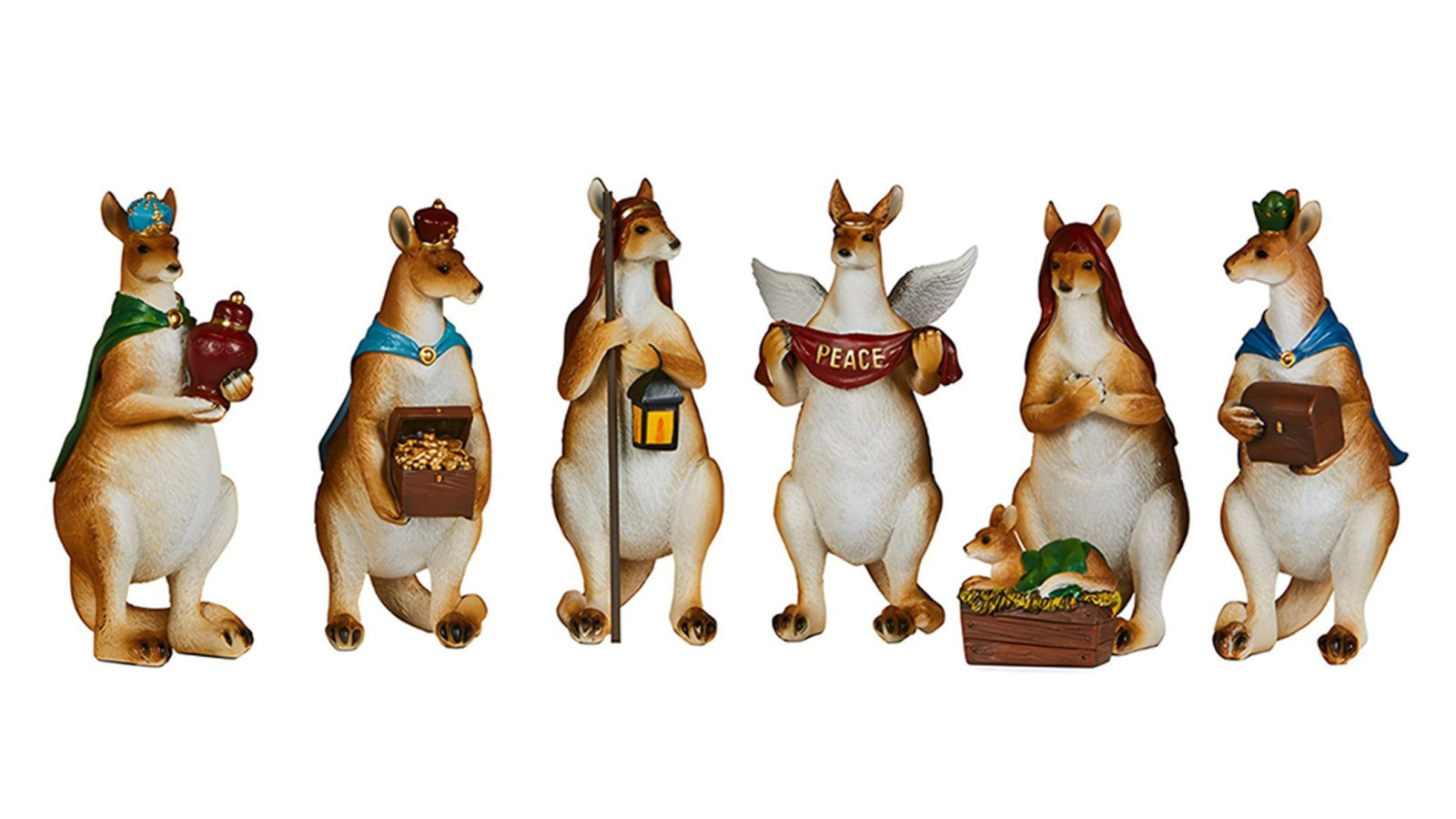 Christabelle 17cm 7 Piece Set Kangaroo Scene Christmas Tree Decoration Ornaments