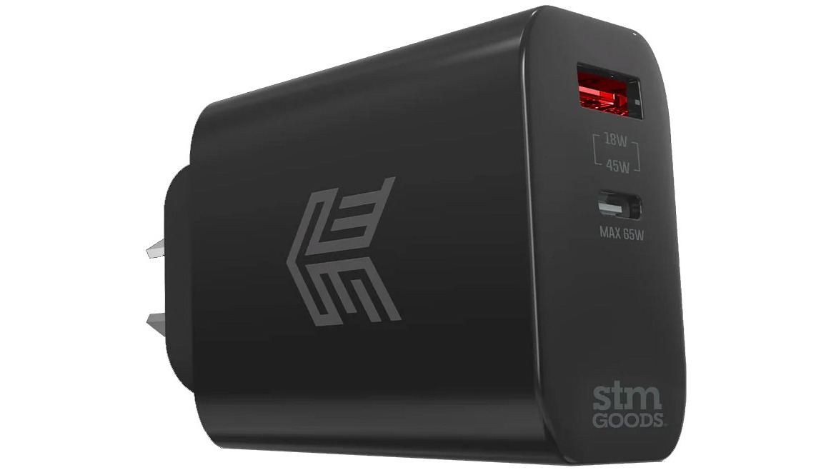 STM 65W Dual Port USB-C and USB-A GaN Wall Charger - Black