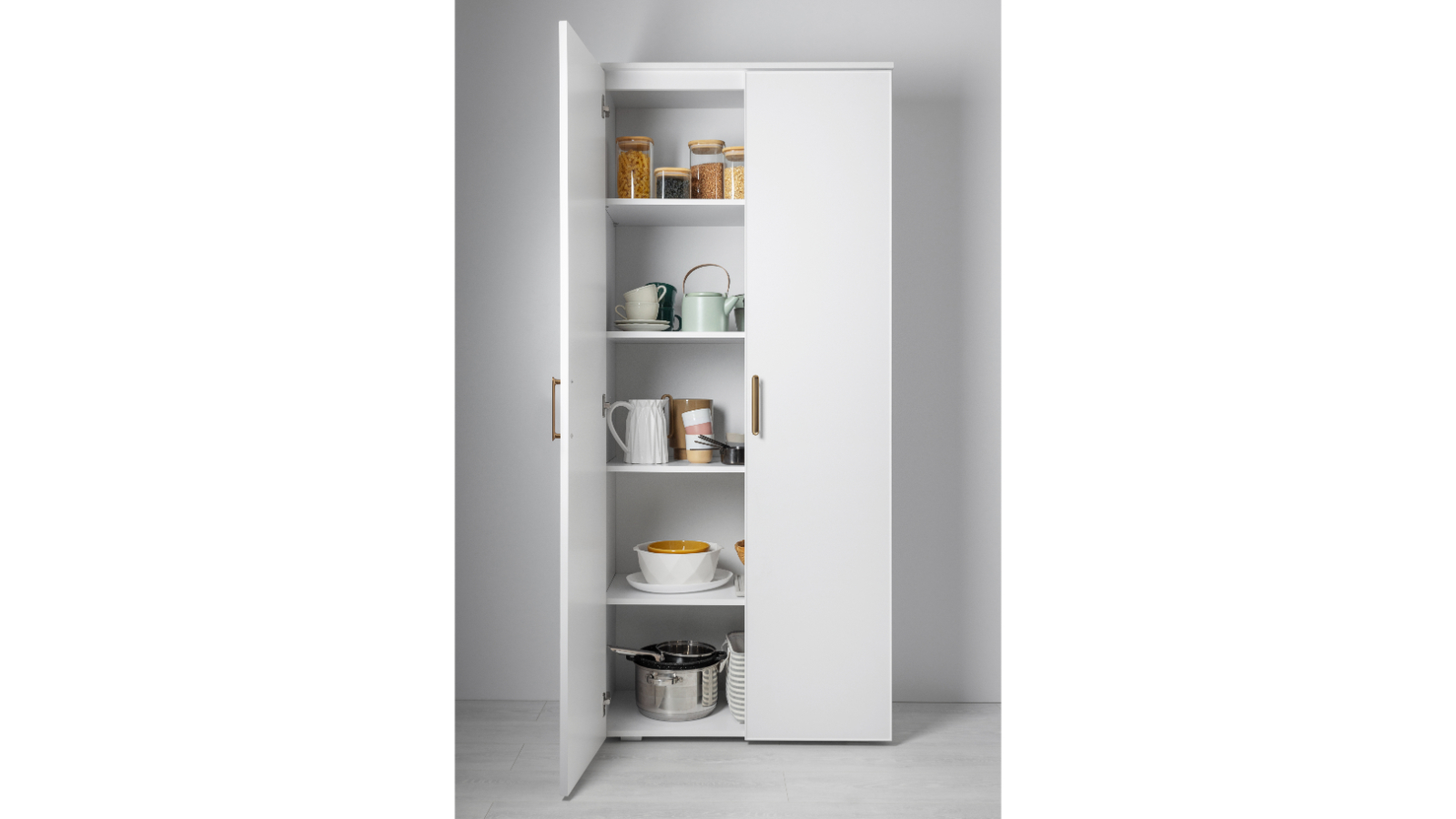 European Cabinetry Stockholm Slim Shaker Universal Cupboard Storage - Deco Gold Handle