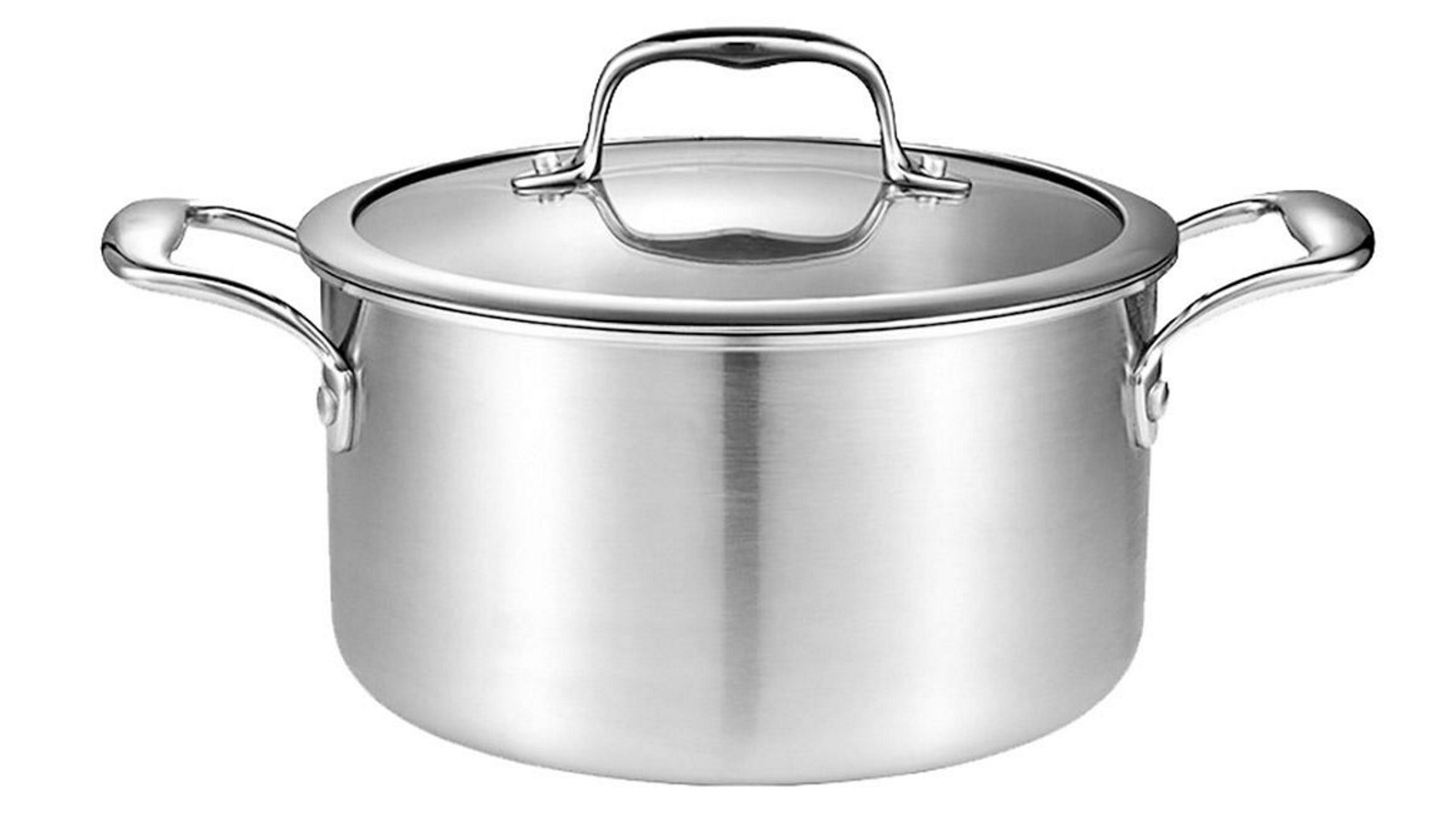 SOGA 20cm Soup Stockpot With Heavy Duty Thick Bottom with Glass Lid - Stainless Steel