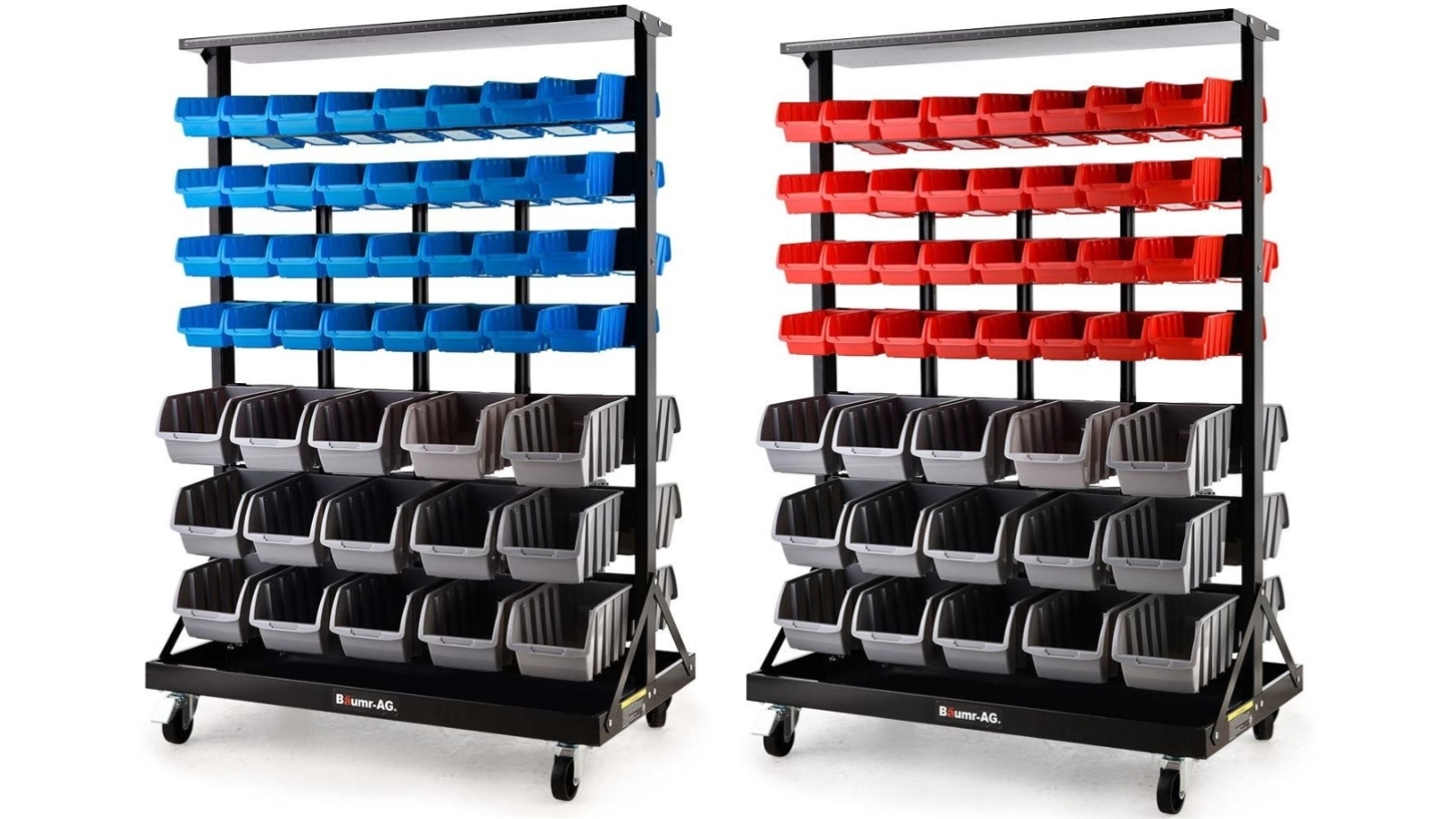 Baumr-AG 94 Parts Mobile Double-Sided Bin Rack Storage System