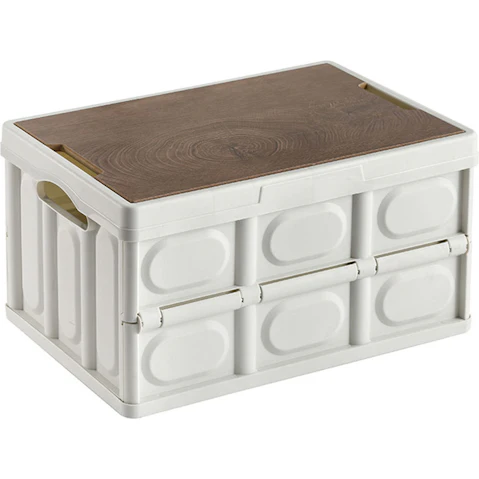 SOGA 34.5x22cm 18L White Car and Camping Foldable Storage Box Crate Stackable Container with No Handle