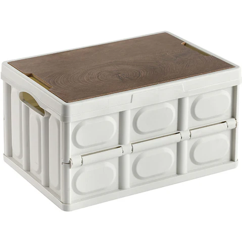 SOGA 42x28.5cm 30L White Car and Camping Foldable Storage Box Crate Stackable Container with No Handle